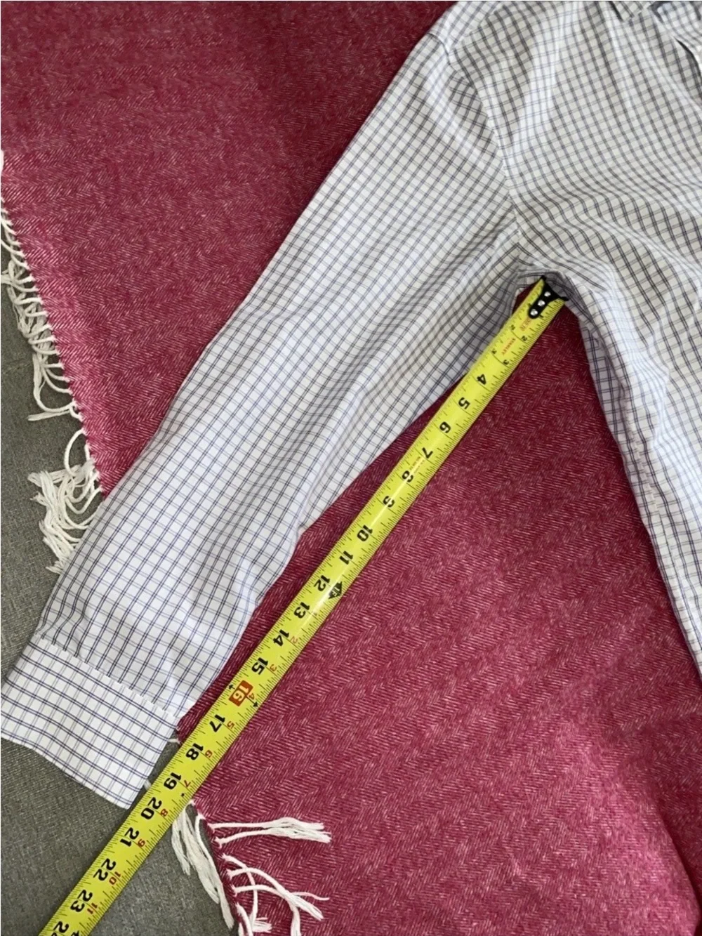 J. Crew Men's White Button-Down Shirt with Blue and Gray Windowpane